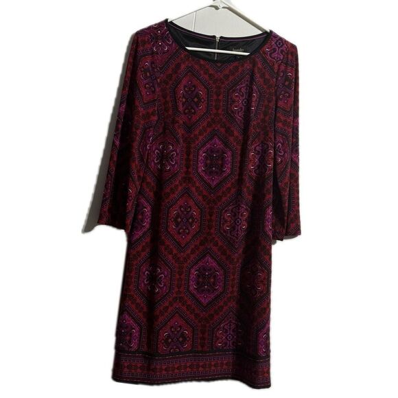 Laundry By Shelli Segal Red Sheath Dress with 3/4 Dolman Sleeves - Picture 1 of 5